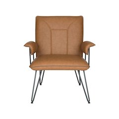 JOHANNES 17.3"H MID CENTURY MODERN LEATHER ARM CHAIR, FOX1700C
