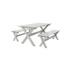 Marina 3 Piece Dining Set With 63-Inch L Table And 2 Backless Benches