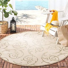 COURTYARD, NATURAL / BROWN, 6'-7" X 6'-7" Round, Area Rug, CY2665-3001-7R