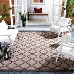 COURTYARD, NATURAL / BLACK, 6'-7" X 6'-7" Square, Area Rug, CY8471-37312-7SQ