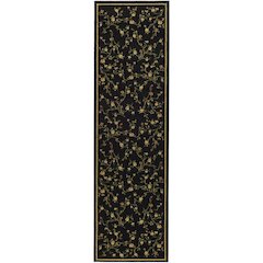 Black and Green Area Rug with Power Loomed Polypropylene Pile and Jute Backing