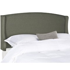 AUSTIN GREY WINGED LINEN HEADBOARD - SILVER NAIL HEADS, MCR4003D-T