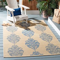 COURTYARD, NATURAL / BLUE, 7'-10" X 7'-10" Square, Area Rug, CY2720-3101-8SQ