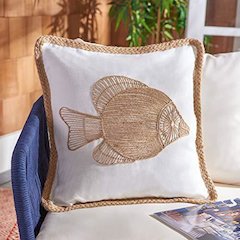 Nilam Fish Pillow, Natural