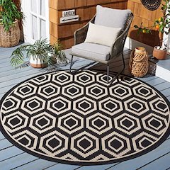 COURTYARD, BLACK / BEIGE, 7'-10" X 7'-10" Round, Area Rug, CY6902-266-8R