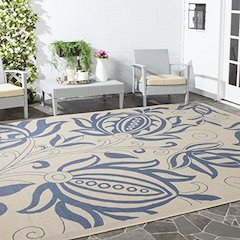 COURTYARD, NATURAL / BLUE, 6'-7" X 6'-7" Square, Area Rug, CY2961-3101-7SQ