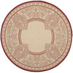COURTYARD, NATURAL / RED, 6'-7" X 6'-7" Round, Area Rug, CY2965-3701-7R
