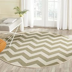 COURTYARD, GREEN / BEIGE, 6'-7" X 6'-7" Round, Area Rug, CY6244-244-7R