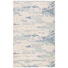 Abstract, IVORY / BLUE, 6' X 6' Square, Area Rug, ABT465A-6SQ