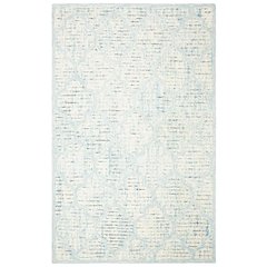 Abstract, IVORY / TURQUOISE, 6' X 6' Square, Area Rug