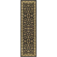 Black and Ivory Area Rug, Power-Loomed Polypropylene, Jute Backing, Runner Shape