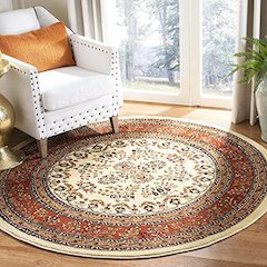 LYNDHURST, IVORY / RUST, 8' X 8' Round, Area Rug, LNH331R-8R