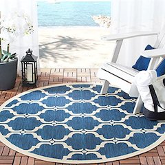 COURTYARD, NAVY / BEIGE, 6'-7" X 6'-7" Round, Area Rug, CY6009-268-7R