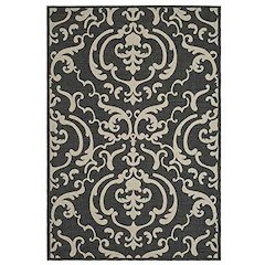 COURTYARD, BLACK / SAND, 4' X 5'-7", Area Rug, CY2663-3908-4