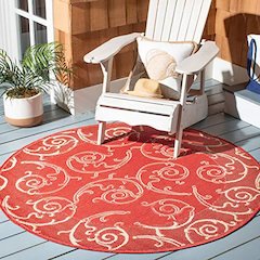 COURTYARD, RED / NATURAL, 6'-7" X 6'-7" Round, Area Rug, CY2665-3707-7R
