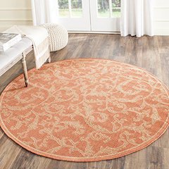 COURTYARD, TERRACOTTA / NATURAL, 5'-3" X 5'-3" Round, Area Rug, CY2653-3202-5R