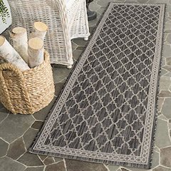 COURTYARD, BLACK / BEIGE, 2'-3" X 12', Area Rug, CY8871-36621-212