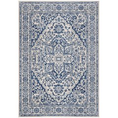 Navy and Light Grey Area Rug with Jute Backing and Power Loomed Construction