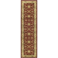Red and ivory area rug with power loomed polypropylene pile, runner size