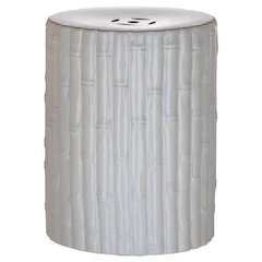 Bamboo Garden Stool, White