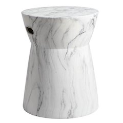 Balboa Marble Garden Stool, White/Black Marble
