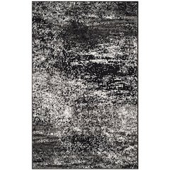 Gray and Black Area Rug with Power Loomed Polypropylene Pile for Accent Spaces