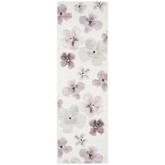 Ivory and Purple Area Rug with Power Loomed Polypropylene Pile Runner Style