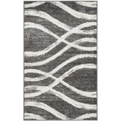 Charcoal and Ivory Area Rug, Power Loomed Polypropylene Pile, Small Rectangle