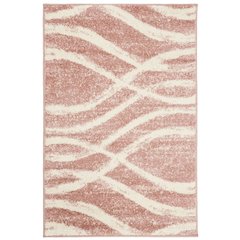 Cream and rose area rug with power loomed polypropylene pile in accent shape