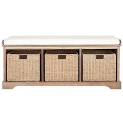 LONAN  WICKER STORAGE BENCH, AMH5733B