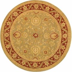 ANATOLIA, LIGHT GREEN / RED, 4' X 4' Round, Area Rug