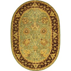 ANTIQUITY, GREEN / BROWN, 4'-6" X 6'-6" Oval, Area Rug
