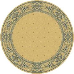 COURTYARD, NATURAL / BLUE, 5'-3" X 5'-3" Round, Area Rug, CY2326-3101-5R