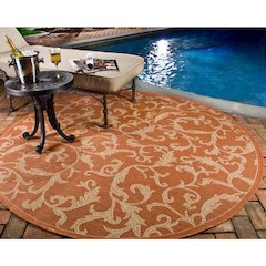 COURTYARD, TERRACOTTA / NATURAL, 6'-7" X 6'-7" Round, Area Rug, CY2653-3202-7R