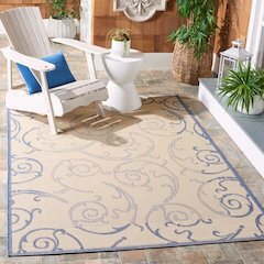 COURTYARD, NATURAL / BLUE, 7'-10" X 7'-10" Square, Area Rug, CY2665-3101-8SQ