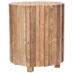RICHMOND RUSTIC WOOD BLOCK ROUND END TABLE