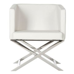 CELINE BONDED LEATHER CHROME  CROSS LEG CHAIR, FOX2033C