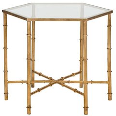 KERRI GOLD LEAF MIRROR TOP ACCENT TABLE, FOX2517B