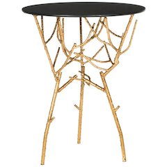 TARA BRANCHED GLASS TOP GOLD ACCENT TABLE, FOX2520B