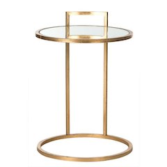 CALVIN ROUND GOLD LEAF END TABLE