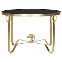 ELISHA GOLD LEAF ROUND COFFEE TABLE - GLASS BALL