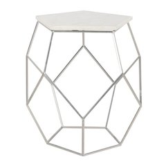 MODERN PENTAGON MARBLE TOP SIDE TABLE