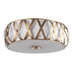 CHARING 2 LIGHT ANTIQUE GOLD 15.4-INCH DIA CROSS FLUSH MOUNT