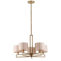 CATENA 5 LIGHT ANTIQUE GOLD 25 INCH DIA ADJUSTABLE CHANDELIER