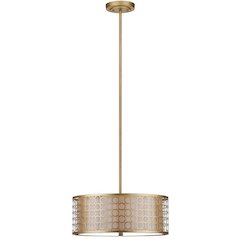 GIOTTA 3 LIGHT ANTIQUE GOLD  18 INCH DIA DRUM ADJUSTABLE PENDANT
