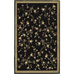 Black and Green Area Rug with Power Loomed Construction and Jute Backing