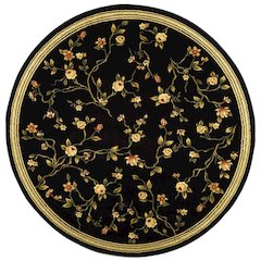 Black Round Area Rug with Polypropylene Pile and Jute Backing, Power Loomed