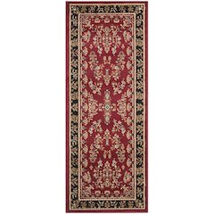 Red and Black Area Rug with Power Loomed Polypropylene Material, Jute Backing