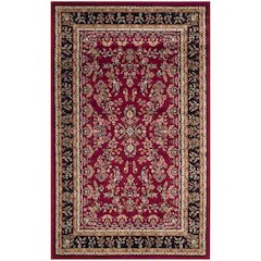 Red and Black Area Rug with Power Loomed Construction and Jute Backing