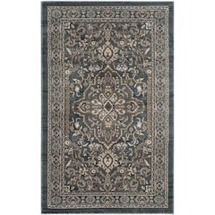Teal / Grey Area Rug, Power Loomed, Jute Backing, Rectangle Style